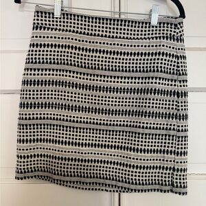 LOFT Black and Cream Patterned Mini Skirt